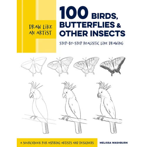 Draw Like an Artist: 100 Birds, Butterflies, and Other Insects: Step-By-Step Realistic Line Drawing - A Sourcebook for Aspiring Artists and Designers - Paperback