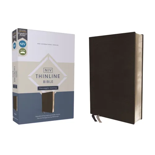 Niv, Thinline Bible, Passaggio Setting, Leathersoft, Black, Red Letter, Comfort Print: Elegantly Uniting Single and Double Columns Into One Passaggio - Imitation Leather