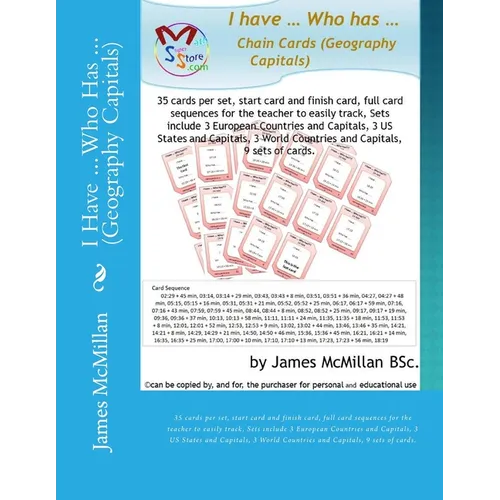 I Have ... Who Has ... (Geography Capitals): 35 cards per set, start card and finish card, full card sequences for the teacher to easily track, Sets i - Paperback