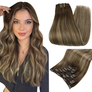 Buy 4-27-4-4-24-4 Double Weft Hair Extensions Human Hair for Woman