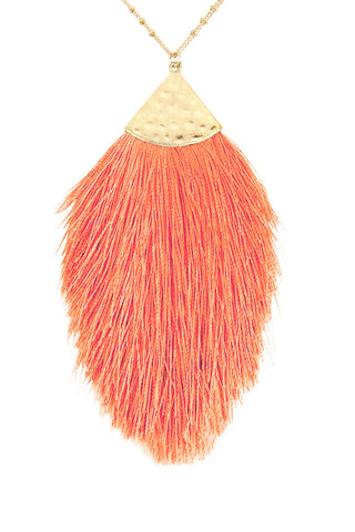Buy dark-salmon Tassel Pendant Necklace
