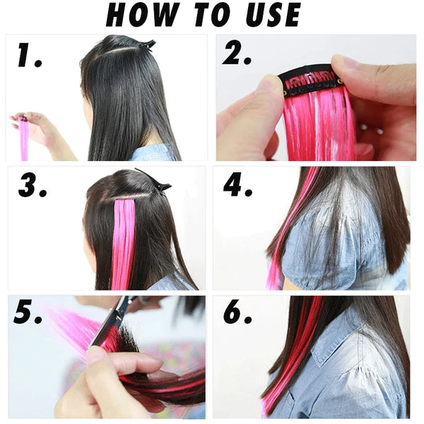 Synthetic Rainbow Highlighted Hair