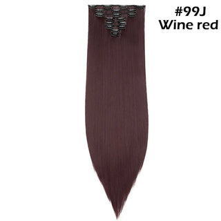 Buy wine-red Long Straight Clip in on Hair Extensions