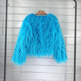 Buy lake-blue Faux Fur Jackets