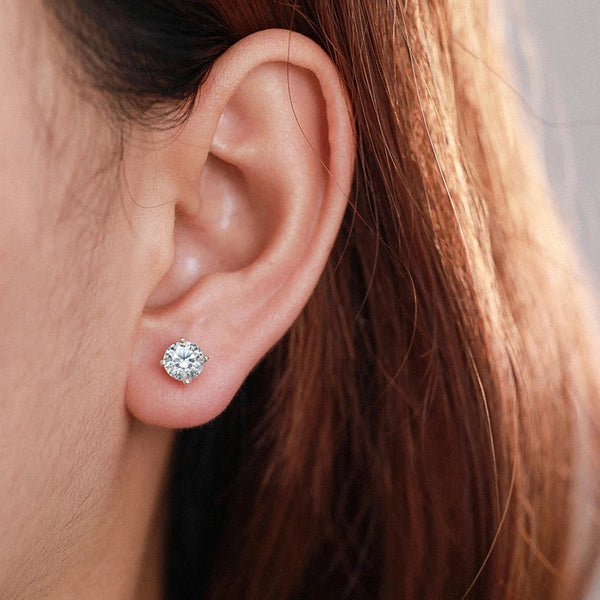 Classic Screw Back 925 Sterling Silver 6.5mm 1ct VVS Moissanite Diamond Stud Earrings