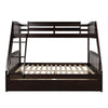 Solid Wood Twin Over Full Bunk Bed With Two Storage Drawers, Espresso