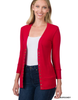 Snap Cardigan 3/4 Sleeve - Burgundy