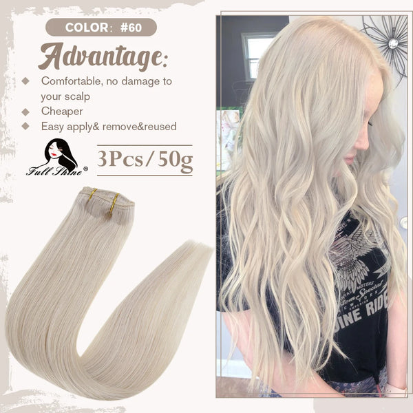 Clip in Hair Extensions Human Hair 3Pcs Remy Hair 50g