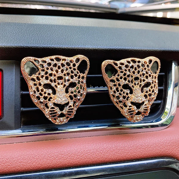 Crystal Leopard Car Air Vent Perfume Clip Charms