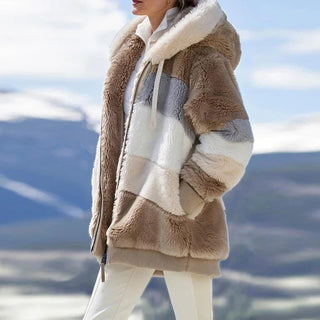 Buy brown Casual Hooded Zipper Coats