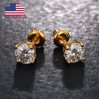 Classic Screw Back 925 Sterling Silver 6.5mm 1ct VVS Moissanite Diamond Stud Earrings