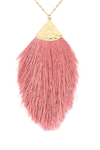 Buy dusty-pink Tassel Pendant Necklace
