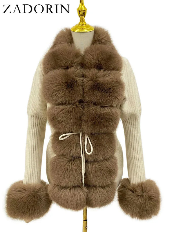 Knitted Sweater Fur Cardigan