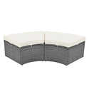 Patio 5-Piece Round Rattan Sectional Sofa Set All-Weather PE Wicker Sunbed Daybed With Round Liftable Table and Washable