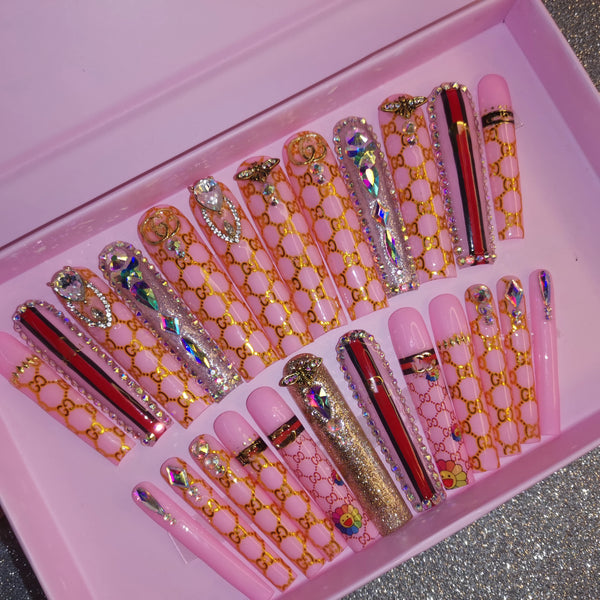 100% Hand Paint Luxury Private Label Artificial Finger and Toe Nails Set Press on Nails