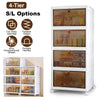 4-Tier Foldable Storage Bins with Lid Front Magnetic Door Collapsible Stackable Closet Organizer Containers with 4Pcs 360¡ Rotatable Wheels