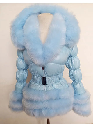 Buy light-blue ZADORIN Fashion Faux Fur Coat