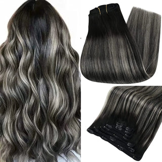 Buy 1b-silver-1b Double Weft Hair Extensions Human Hair for Woman