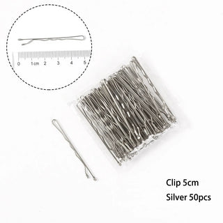 Buy silver-50pcs-5cm Waved U-Shaped Bobby Pin