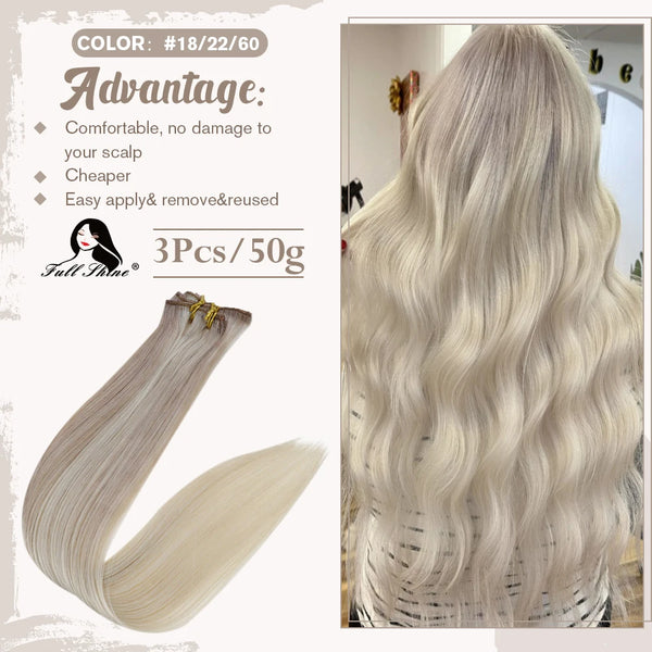 Clip in Hair Extensions Human Hair 3Pcs Remy Hair 50g