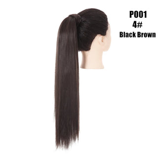 Buy black-brown Synthetic Straight Ponytail Hair Extension Clip in