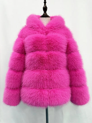 Furry Hooded Long Sleeve Faux Fur Jacket
