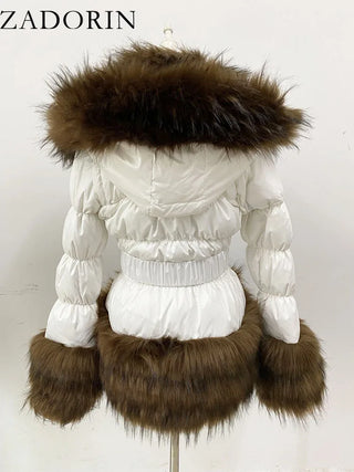 Buy white-raccoon-fur ZADORIN Fashion Faux Fur Coat