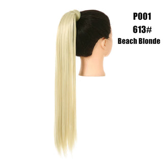 Buy beach-blonde Synthetic Straight Ponytail Hair Extension Clip in