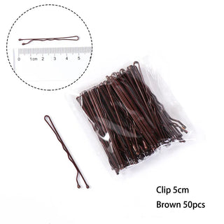 Buy brown-50pcs-5cm Waved U-Shaped Bobby Pin