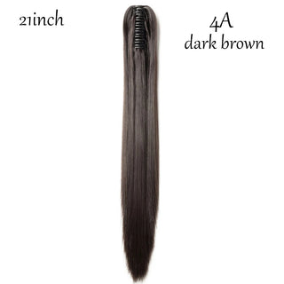 Buy dark-brown1 Claw Clip on Ponytail Hair Extension