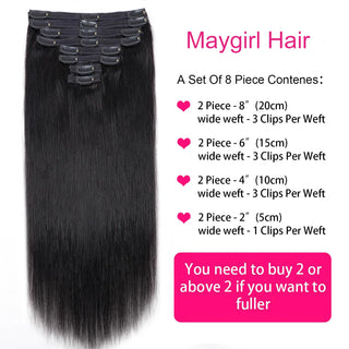 Clip in Hair Extensions Human Hair 10 to 26 Inch