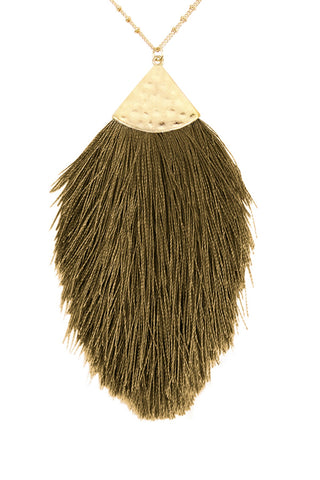 Buy olive Tassel Pendant Necklace