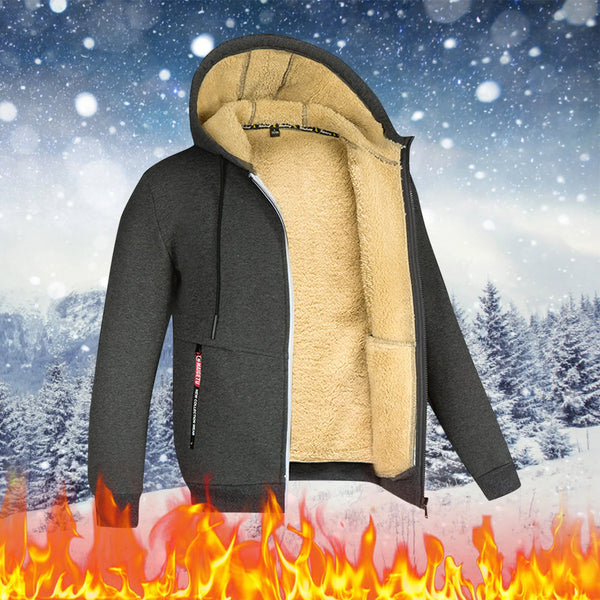 Winter Lambswool Coats Zipper Hoodies Thicken Warm Jackets Long Sleeve Sweatshirts Casual Sports Fleece Black Hooded Coats