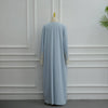 Lace-Panel Flared-Sleeve Open Abaya with Pockets(MOA332)