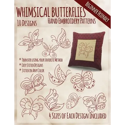 Whimsical Butterflies Hand Embroidery Patterns - Paperback