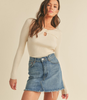 Ribbed Cut-Out Sweater - Ivory