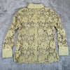 Adiva Embroidered Crochet Mesh Blouse Sheer Color Grass, Medium