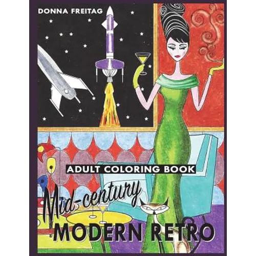 Mid-century Modern Retro Adult Coloring Book - Paperback