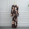 Watercolour Floral Washed-Crinkle Wide-Sleeve Maxi Dress(MS473)
