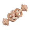Wooden Baby Rattles Set | Beech Wood Teether and Musical Montessori Toy for Infants