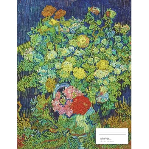 Vintage Flower Painting on Blue - Paperback