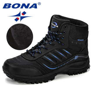 Buy charcoal-grey-r-blue BONA Men Hiking Shoes