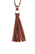 Hdn3121 - Leather Tassel Necklace