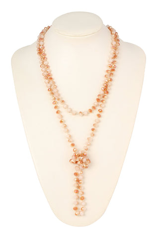 Buy light-brown 8mm Longline Hand Knotted Necklace