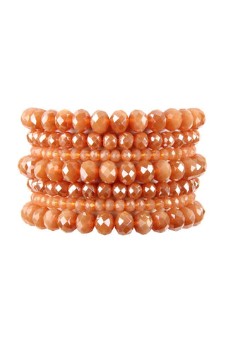 Buy peach Hdb2750 - Seven Lines Glass Beads Stretch Bracelet