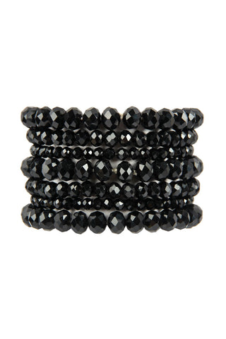 Buy black Hdb2750 - Seven Lines Glass Beads Stretch Bracelet