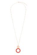 Glass Beaded Hoop Pendant Necklace