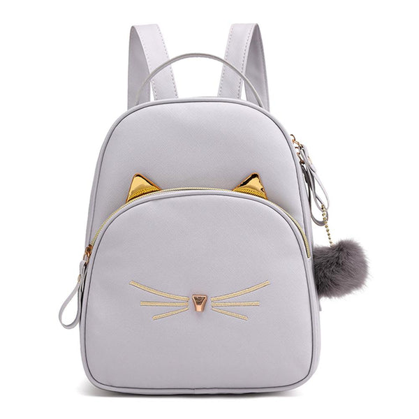 PU Leather Cat Face School Bag