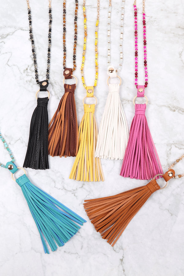 Hdn3121 - Leather Tassel Necklace