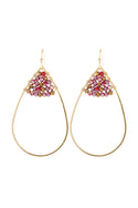 Hde3070 - Open Teardrop With Rondelle Beads Earrings